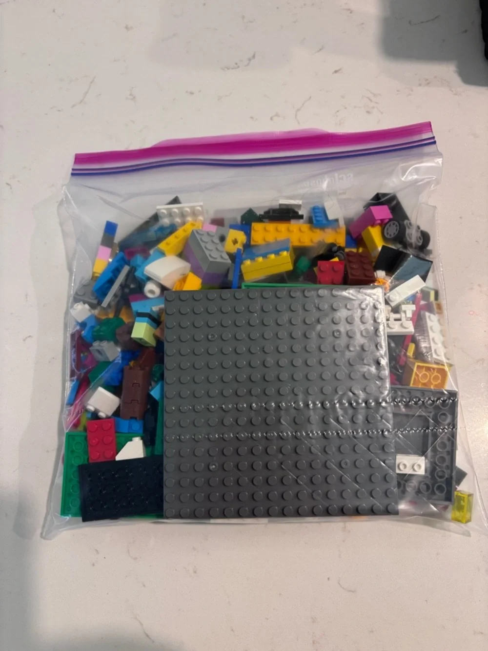 Lego Mixed Brick Bag - Yellow, Blue, Black, Gray, Pink, Green